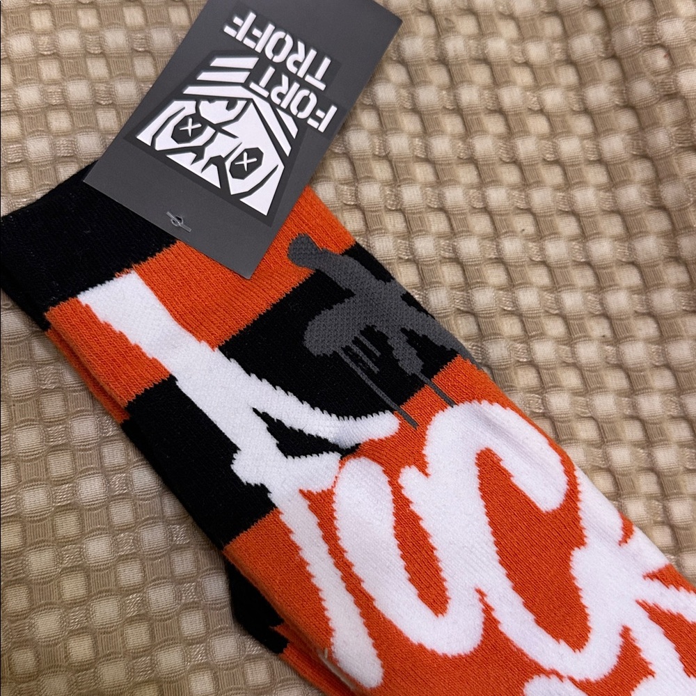 Fort Troff F*** Me Orange and Black Graphic Socks - Picture 3 of 4